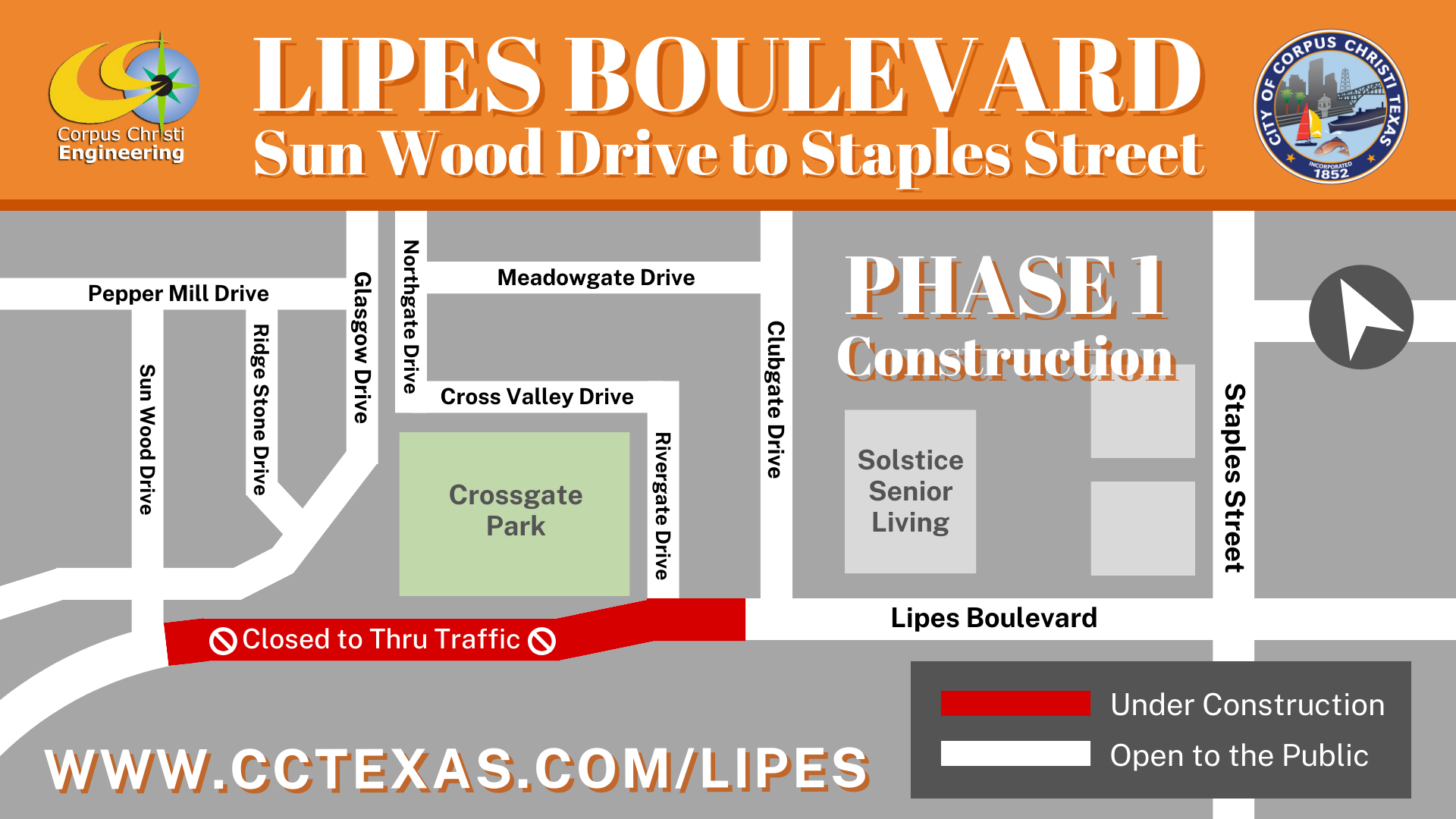 Lipes Boulevard: Sun Wood Drive to Staples Street.